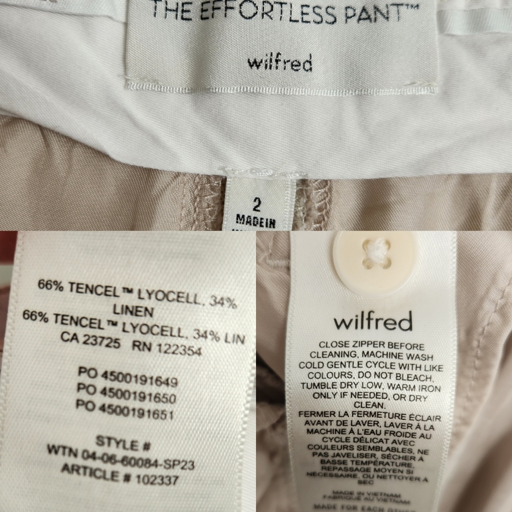 SOLD Aritzia Wilfred Neutral Tan "Effortless Pant" Linen Blend Cropped Size 2 - Picture 14 of 16